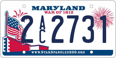 MD license plate 2AC2731