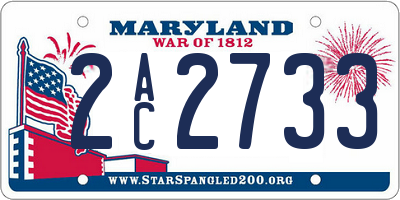 MD license plate 2AC2733