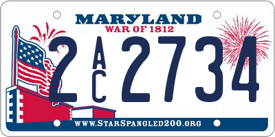 MD license plate 2AC2734