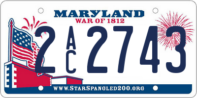 MD license plate 2AC2743
