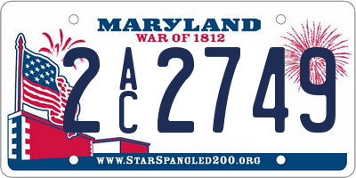 MD license plate 2AC2749