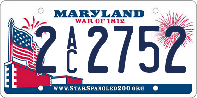 MD license plate 2AC2752