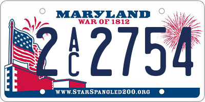 MD license plate 2AC2754