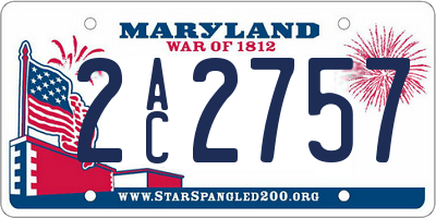 MD license plate 2AC2757