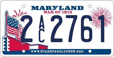 MD license plate 2AC2761