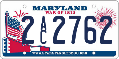 MD license plate 2AC2762