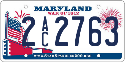 MD license plate 2AC2763