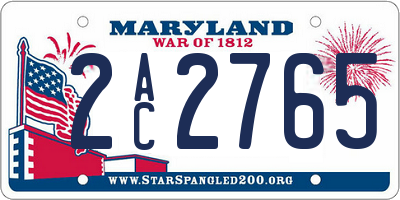 MD license plate 2AC2765
