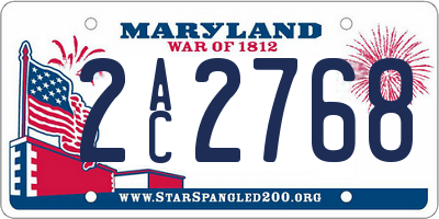 MD license plate 2AC2768