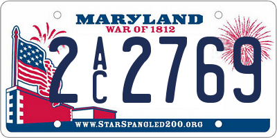 MD license plate 2AC2769