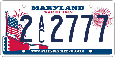 MD license plate 2AC2777