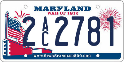 MD license plate 2AC2781