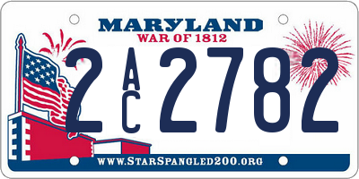 MD license plate 2AC2782