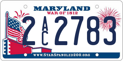 MD license plate 2AC2783