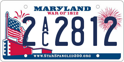 MD license plate 2AC2812