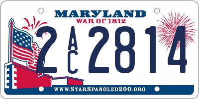 MD license plate 2AC2814