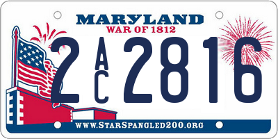 MD license plate 2AC2816