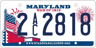 MD license plate 2AC2818