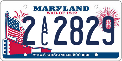 MD license plate 2AC2829