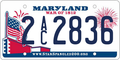 MD license plate 2AC2836