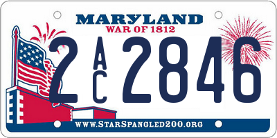 MD license plate 2AC2846