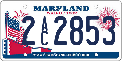 MD license plate 2AC2853