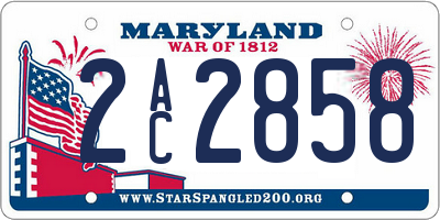MD license plate 2AC2858