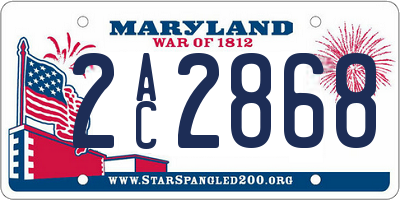 MD license plate 2AC2868