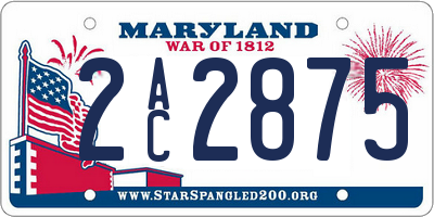 MD license plate 2AC2875
