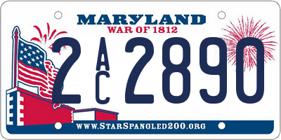 MD license plate 2AC2890