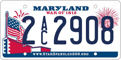 MD license plate 2AC2908