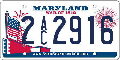MD license plate 2AC2916