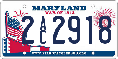 MD license plate 2AC2918