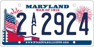 MD license plate 2AC2924