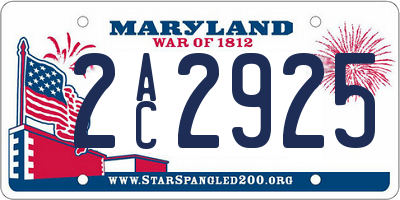 MD license plate 2AC2925
