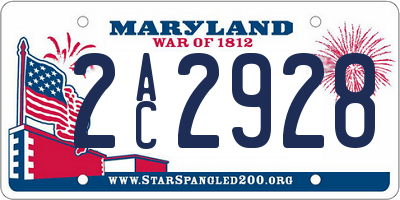 MD license plate 2AC2928