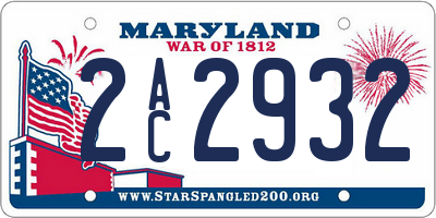 MD license plate 2AC2932