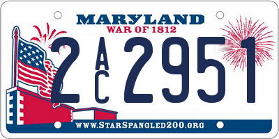MD license plate 2AC2951