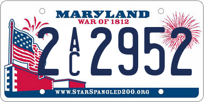 MD license plate 2AC2952