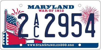 MD license plate 2AC2954