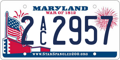MD license plate 2AC2957