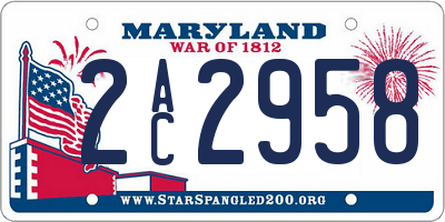 MD license plate 2AC2958