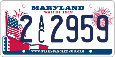 MD license plate 2AC2959