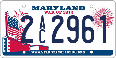 MD license plate 2AC2961