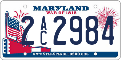 MD license plate 2AC2984