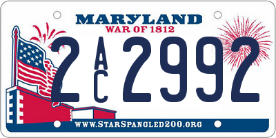 MD license plate 2AC2992