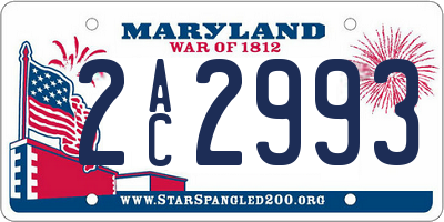 MD license plate 2AC2993