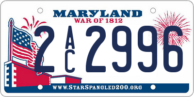 MD license plate 2AC2996