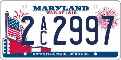 MD license plate 2AC2997
