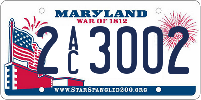 MD license plate 2AC3002